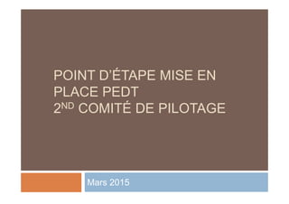 POINT D’ÉTAPE MISE EN
PLACE PEDT
2ND COMITÉ DE PILOTAGE
Mars 2015
 