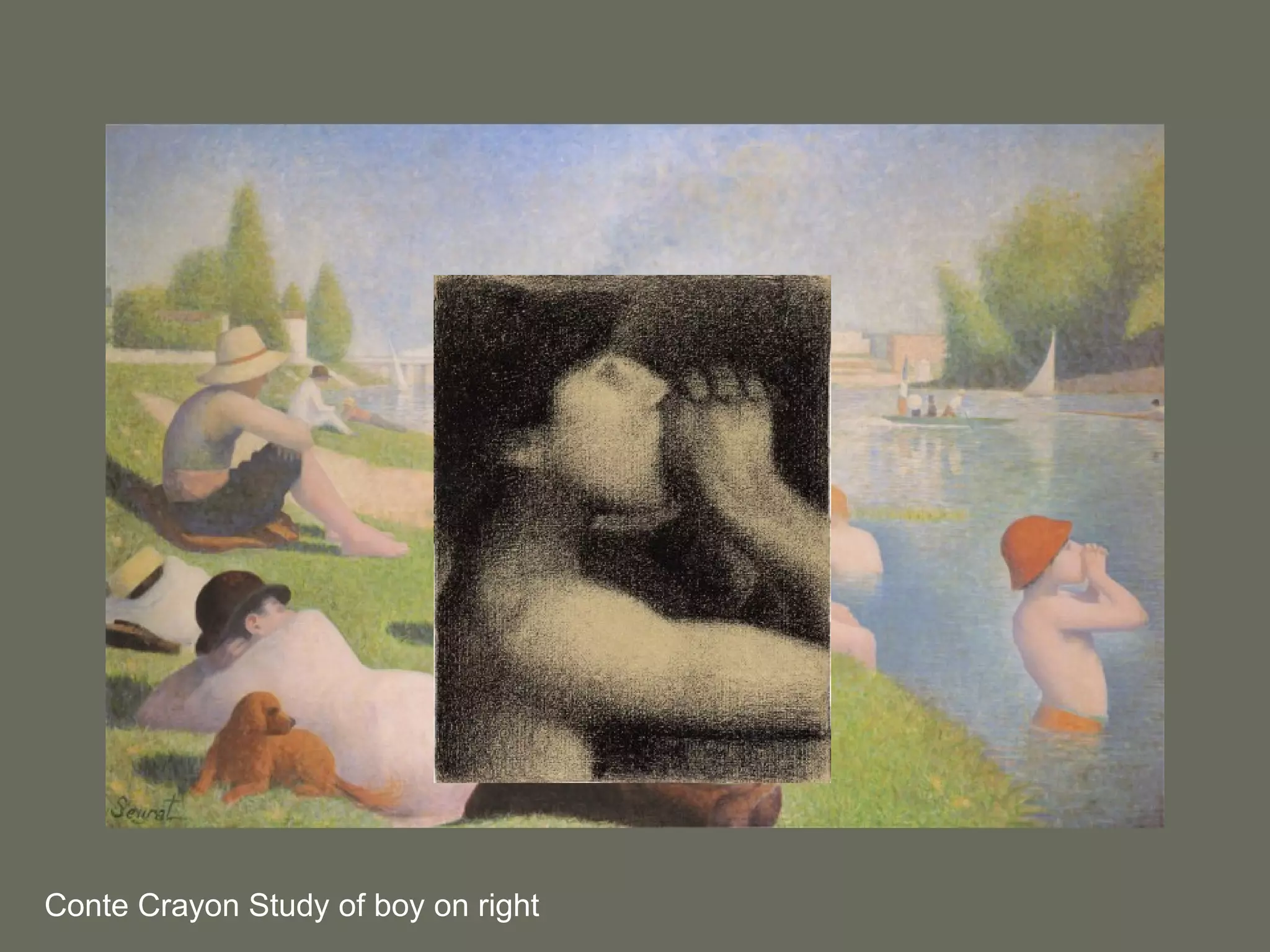 Conte Crayon Study of boy on right 