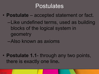 Postulate System Point, Line and plane | PPTX