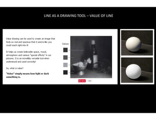LINE AS A DRAWING TOOL
LINE AS A DRAWING TOOL – VALUE OF LINE
 