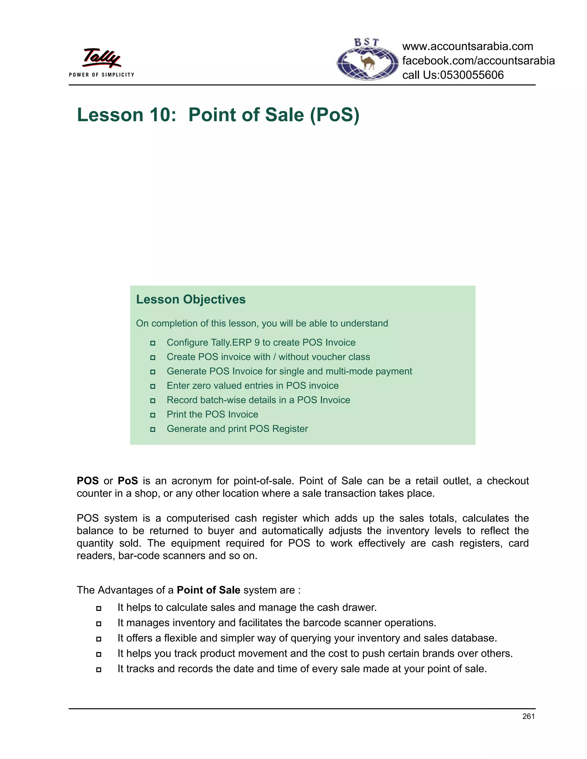 Point of sale (po s) in tally erp 9 PDF