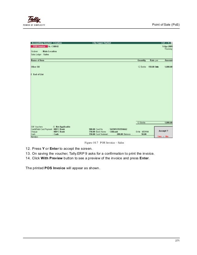 Point of sale (po s) in tally erp 9