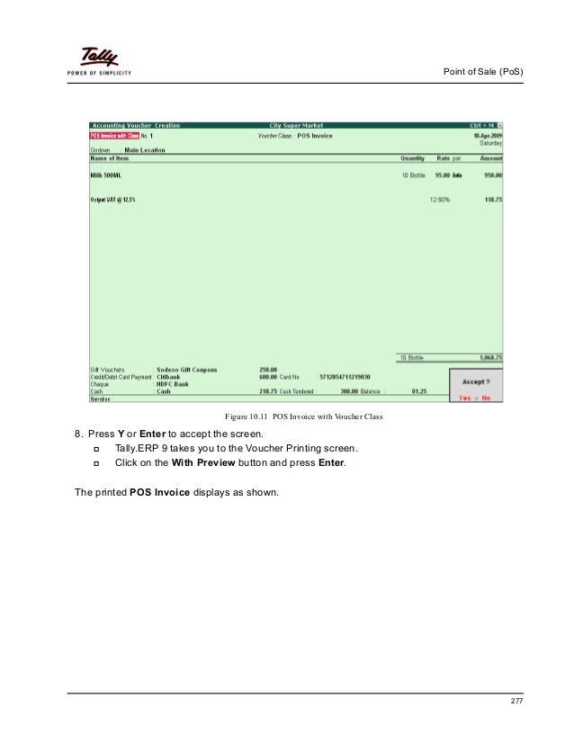 Point of sale (po s) in tally erp 9