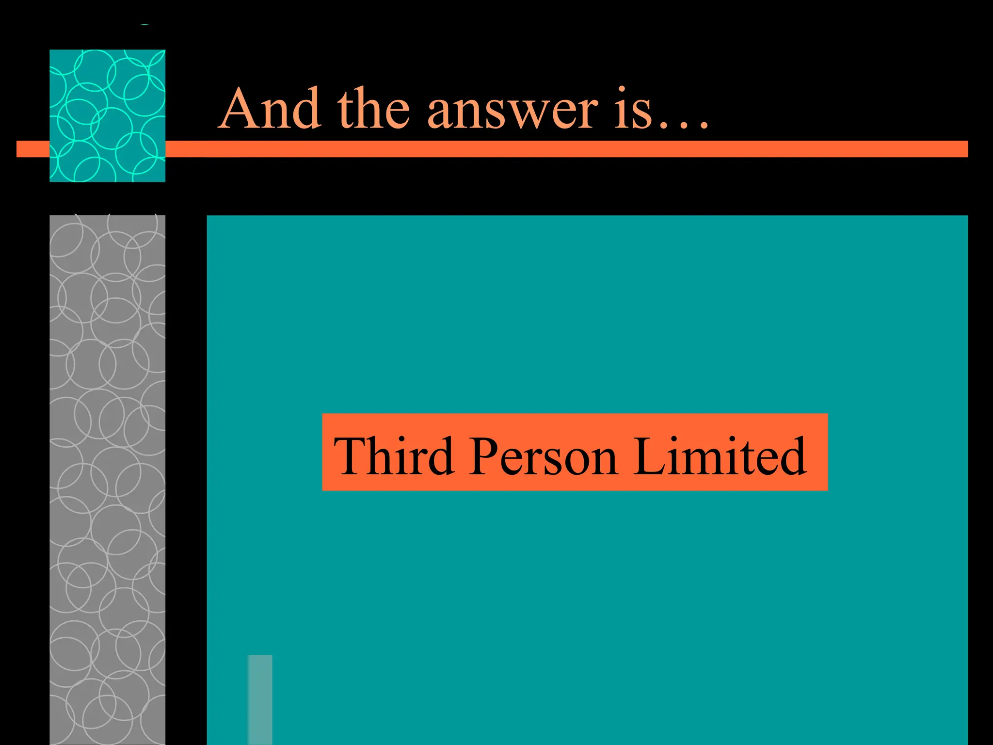 And the answer is…
Third Person Limited
 