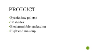 Eyeshadow palette
12 shades
Biodegradable packaging
High-end makeup
 