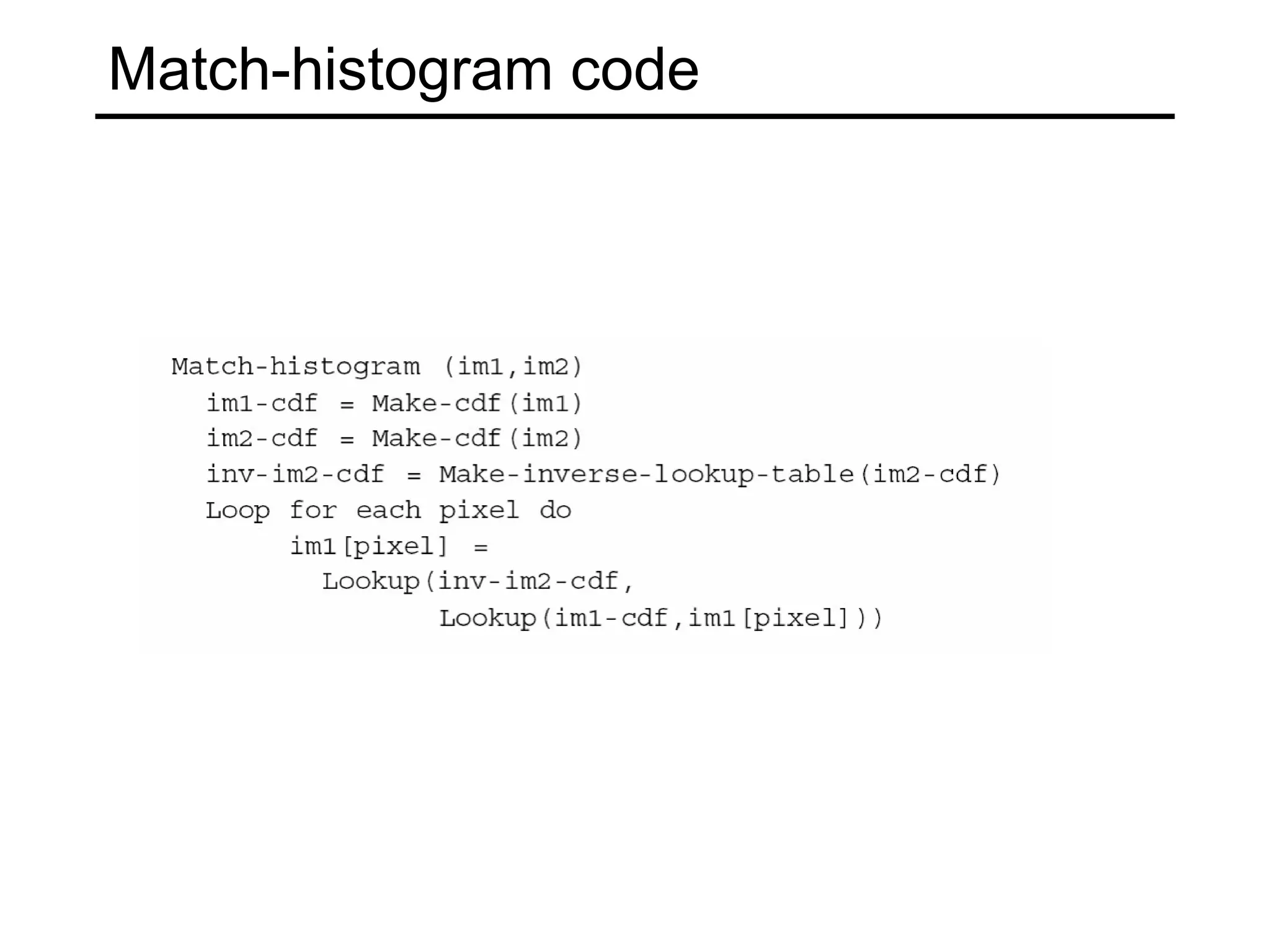 Match-histogram code 