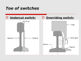 Toe of switches
 Undercut switch:  Overriding switch:
 