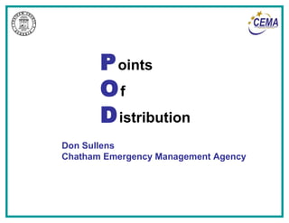 P oints O f D istribution Don Sullens Chatham Emergency Management Agency 