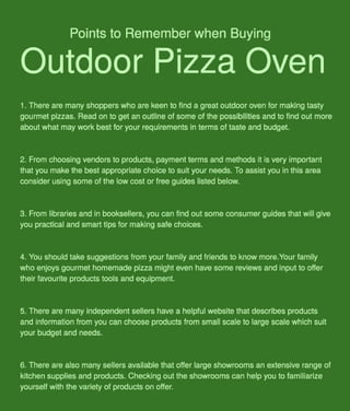 Points to Remember When-Buying Outdoor Pizza Oven
