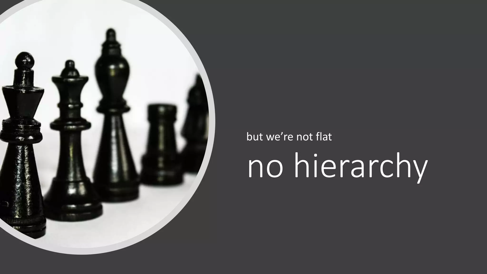 no hierarchy
but we’re not flat
 