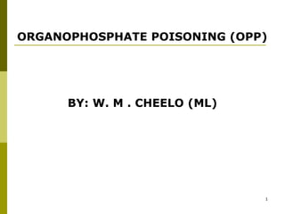 1
ORGANOPHOSPHATE POISONING (OPP)
BY: W. M . CHEELO (ML)
 