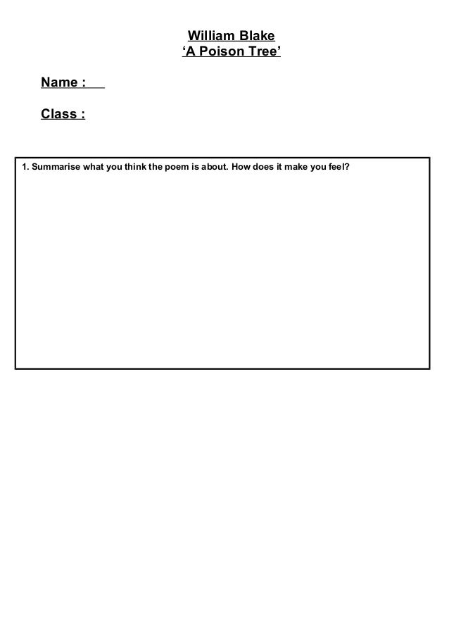 Poison tree questions