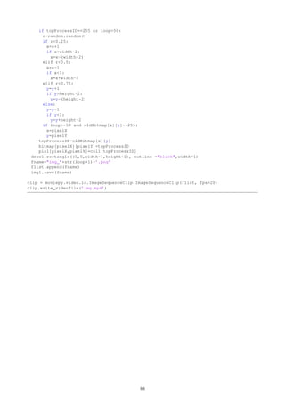 bb-data$b[processID == 3];
points(aa,bb,col=rgb(0,0,0),pch=20,cex=1.75);
aa-data$a[processID == 4];
bb-data$b[processID == 4];
points(aa,bb,col=rgb(0,0.7,0),pch=20,cex=1.75);
dev.off();
6.6.2 Clustering and Density Estimation via Image Filtering
On GitHub: GD util.py. Small, easy-to-use home made graphics library consisting of one function GD Maps,
relying on the Pillow library, to produce PNG images (bitmaps). Produces density and cluster maps such as
Figure 19, as an alternative to traditional contour plots [Wiki], using image filtering and enhancing techniques
including equalization. This library is used in PB NN.py, at the very end.
Part 1 initializes the color palette for the cluster image. The input parameters of the function GD Maps
are window, the size of the filtering window (see Section 3.4.3), nloop, the number of times the image is fil-
tered, img cluster and img density, the names of the output PNG images, and bitmap, a two-dimensional
400 × 400 array representing the point process in a format suitable for image processing.
Before describing bitmap, let’s quickly summarize the observed data. It consists of a simulation of m
superimposed stretched shifted Poisson-binomial point processes P1, · · · , Pm, as described in Exercise 18 and
Sections 1.5.3, 1.5.4 and 3.4. An observed point (x, y) = (Xih, Yik) in the state space is a point such that
(x, y) ∈ Pi, and (h, k) is the index in the index space, with h, k ∈ {−n, . . . , n}. I used n = 25 and m = 5
in PB NN.py, the parent Python script that calls GD Maps. For the simulation, see source code PB NN.py
(Section 6.4, Part 2), or Formulas (8) and (9).
Now I can describe bitmap. Initially, bitmap[pixelX][pixelY]=255, unless there is a point of the
process, say (x, y) ∈ Pi, such that pixelX=⌊200 × (x mod 2
λ )⌋ and pixelY=⌊200 × (y mod 2
λ )⌋. In that case,
bitmap[pixelX][pixelY]=processID, where processID is the variable representing i − 1 in the source
code. The brackets represent the floor function (also called integer function).
import math
from PIL import Image, ImageDraw # ImageDraw to draw rectangles etc.
def GD_Maps(method,bitmap,Nprocess,window,nloop,height,width,img_cluster,img_density):
# PART 1: Allocate first image (clustering), including colors (palette)
img1 = Image.new( mode = RGBA, size = (width, height), color = (0, 0, 0) )
pix1 = img1.load() # pix[x,y]=col[n] to modify the RGB color of a pixel
draw1 = ImageDraw.Draw(img1,RGBA)
col1=[]
col1.append((255,0,0,255))
col1.append((0,0,255,255))
col1.append((255,179,0,255))
col1.append((0,0,0,255))
col1.append((0,179,0,255))
for i in range(Nprocess,256):
col1.append((255,255,255,255))
oldBitmap = [[255 for k in range(height)] for h in range(width)]
densityMap= [[0.0 for k in range(height)] for h in range(width)]
for pixelX in range(0,width):
for pixelY in range(0,height):
processID=bitmap[pixelX][pixelY]
pix1[pixelX,pixelY]=col1[processID]
draw1.rectangle((0,0,width-1,height-1), outline =black,width=1)
fname=img_cluster+’.png’
img1.save(fname)
Part 2 performs supervised clustering in bitmap by filtering the entire bitmap nloop times. It also creates
82
 