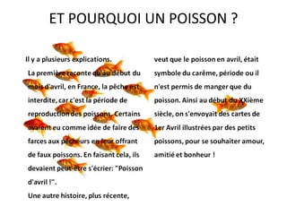 ET POURQUOI UN POISSON ?