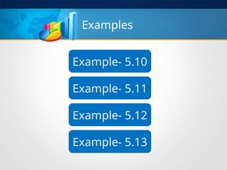 Examples
Example- 5.10
Example- 5.11
Example- 5.12
Example- 5.13
 