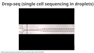 Drop-seq (single cell sequencing in droplets)
https://www.youtube.com/watch?time_continue=3&v=usK71SG30t0
 
