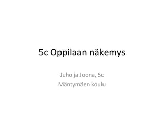 5c Oppilaan näkemys Juho ja Joona, 5c Mäntymäen koulu 