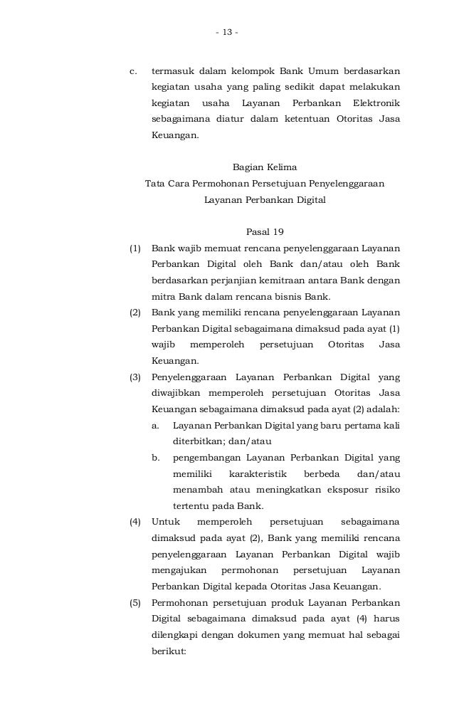 Pojk 12 Pojk 03 2018 Penyelenggaraan Layanan Perbankan Digital Oleh B