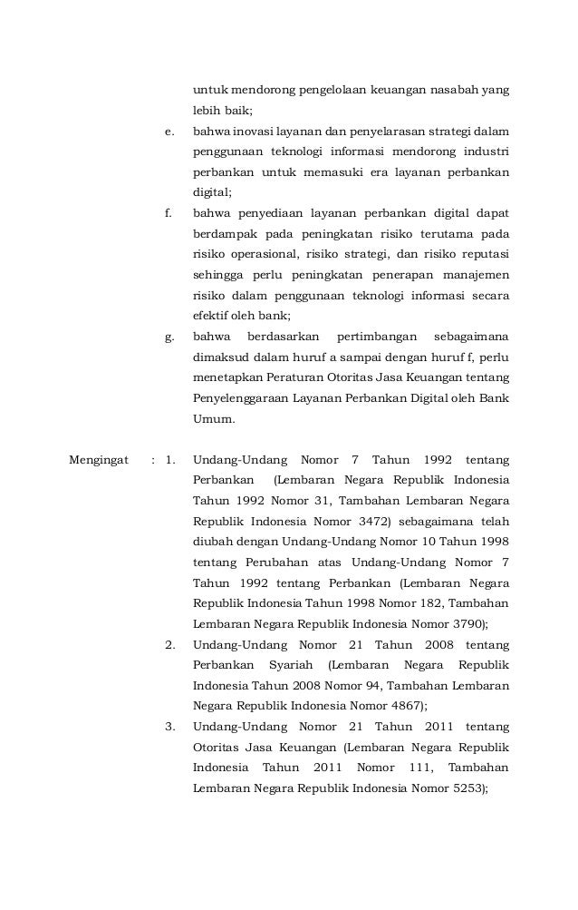 Pojk 12 Pojk 03 2018 Penyelenggaraan Layanan Perbankan Digital Oleh B