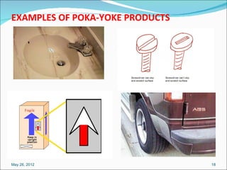 EXAMPLES OF POKA-YOKE PRODUCTS




May 26, 2012                     18
 