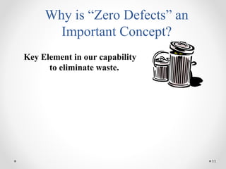 11
Why is “Zero Defects” an
Important Concept?
Key Element in our capability
to eliminate waste.
 
