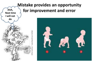 Mistake provides an opportunity
for improvement and errorAAA,
Next time
I will not
do
 