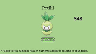 Petilil
• Habita tierras húmedas ricas en nutrientes donde la cosecha es abundante.
 