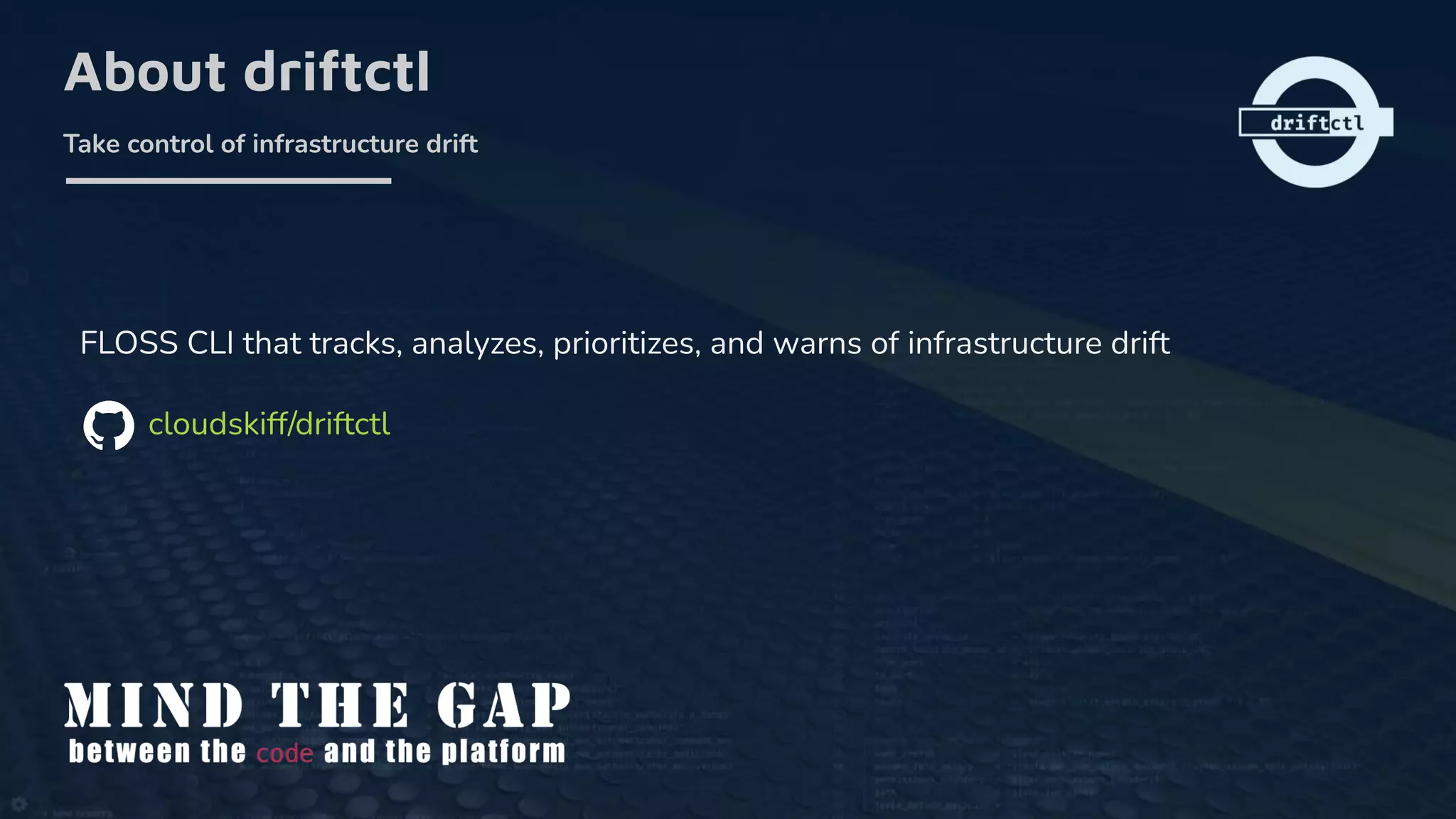 FLOSS CLI that tracks, analyzes, prioritizes, and warns of infrastructure drift
cloudskiff/driftctl
About driftctl
Take control of infrastructure drift
 