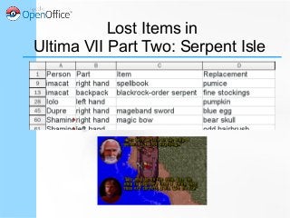 Lost Items in
Ultima VII Part Two: Serpent Isle
 