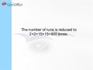 The number of runs is reduced to
2×2×15×15=900 times.
 