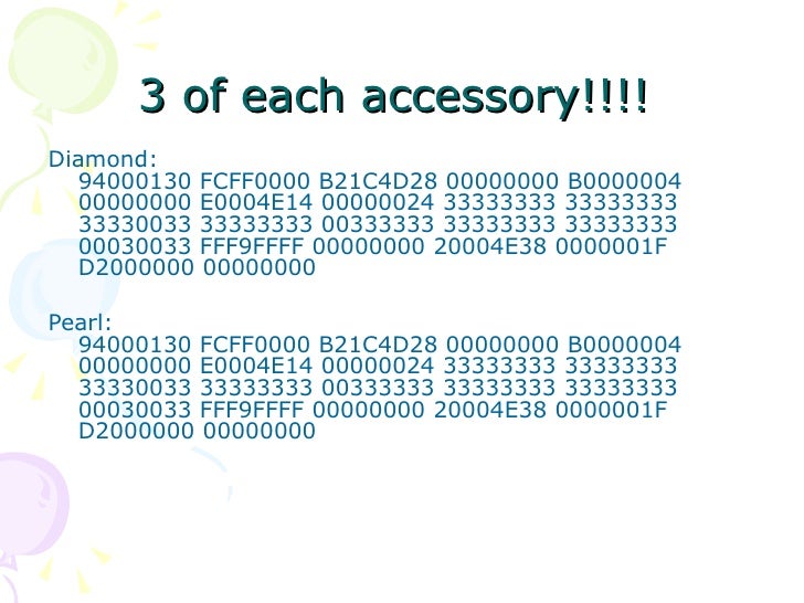 Pokemon Pearl AR Codes