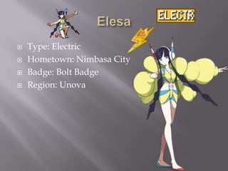 




Type: Electric
Hometown: Nimbasa City
Badge: Bolt Badge
Region: Unova

 
