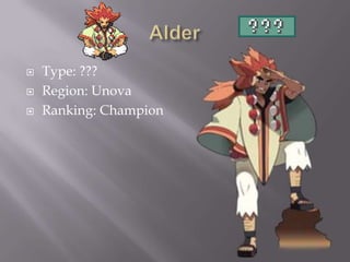 



Type: ???
Region: Unova
Ranking: Champion

 