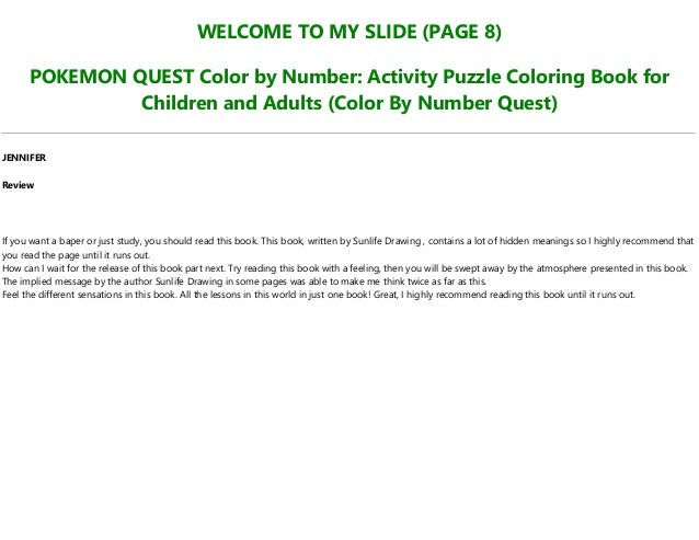 Pdf Book Pokemon Quest Color By Number Activity Puzzle Coloring
