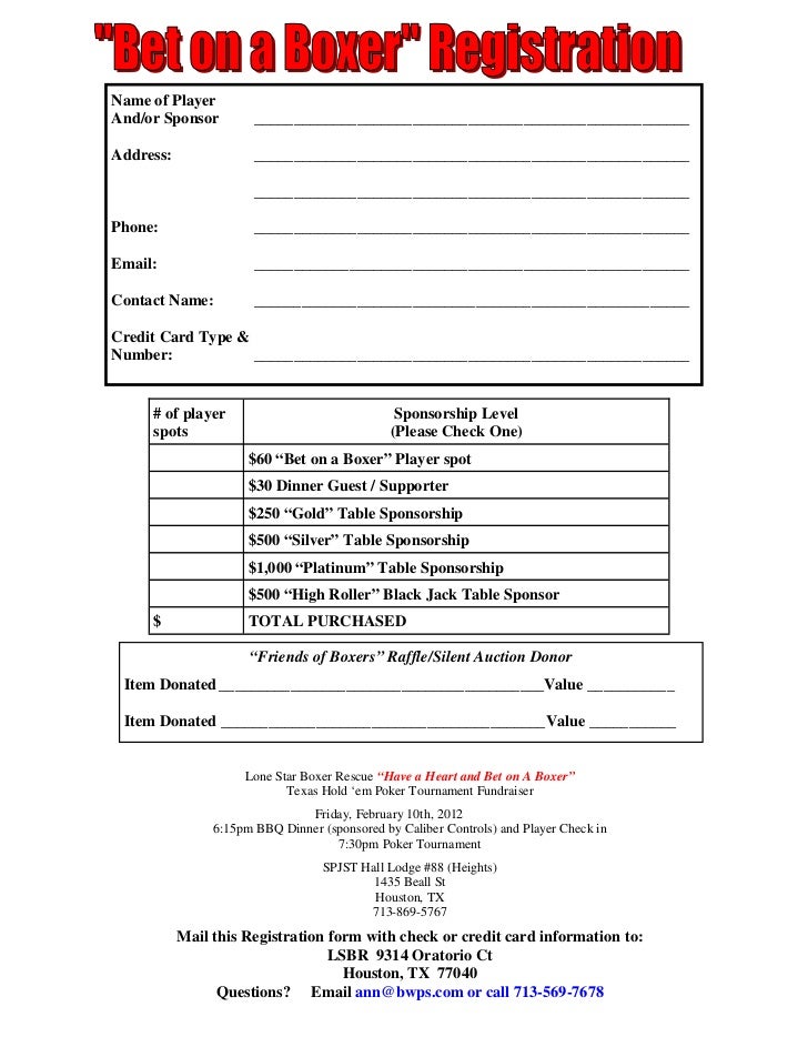 silent auction registration form