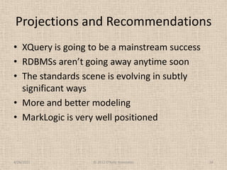 Projections and Recommendations<br />XQuery is going to be a mainstream success<br />RDBMSs aren’t going away anytime soon...