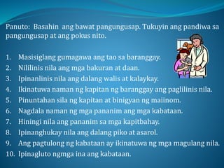 pandiwa pokus mga halimbawa pangungusap nito pandiwang uri panuto kilos aspekto tukuyin bawat sanhi dahilan