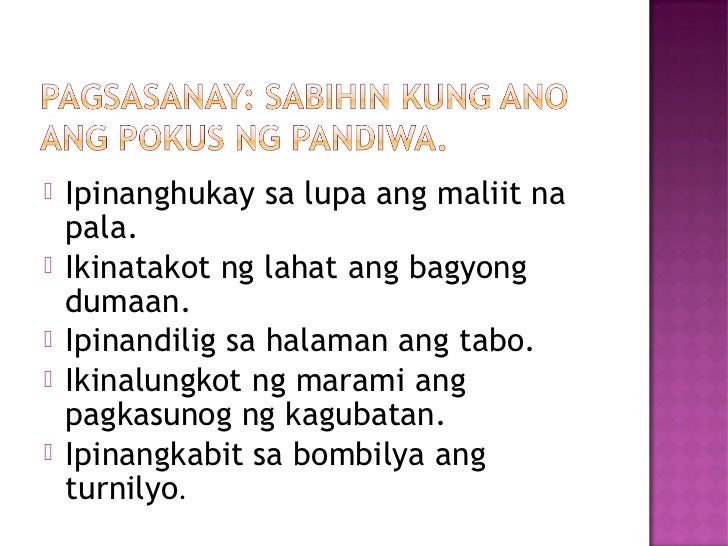 Pokus Ng Pandiwa Sanhi At Gamit