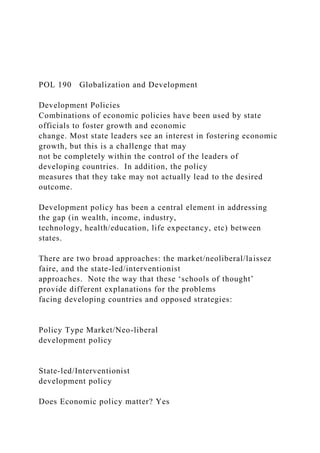 POL 190 Globalization and Development Development Poli.docx
