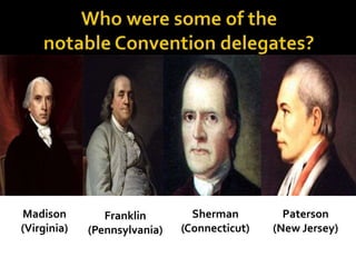 Madison
(Virginia)
Franklin
(Pennsylvania)
Sherman
(Connecticut)
Paterson
(New Jersey)
 