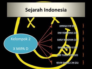 Sejarah Indonesia
Kelompok 2
X MIPA D
 