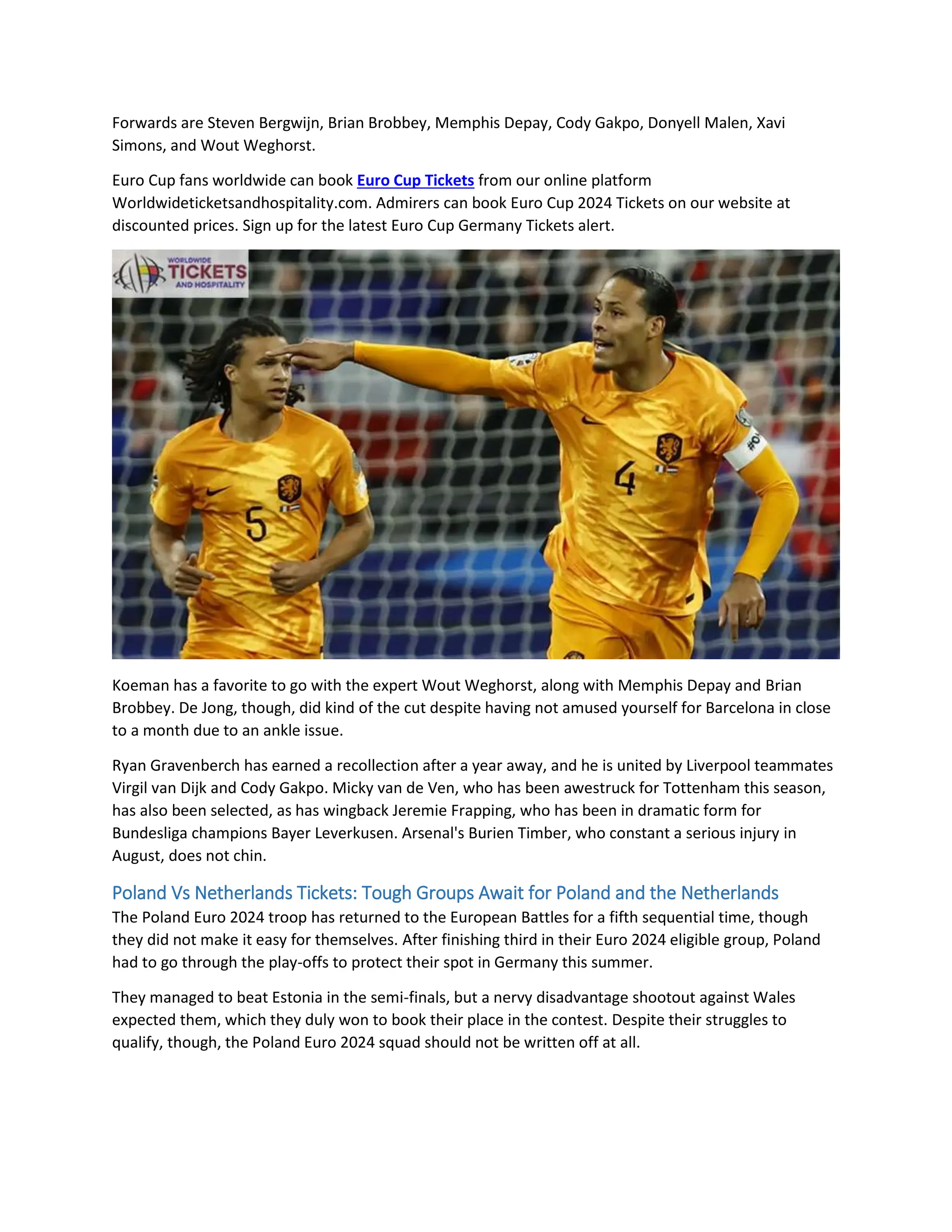 Poland Vs Netherlands Netherlands announce squad for UEFA Euro 2024.docx