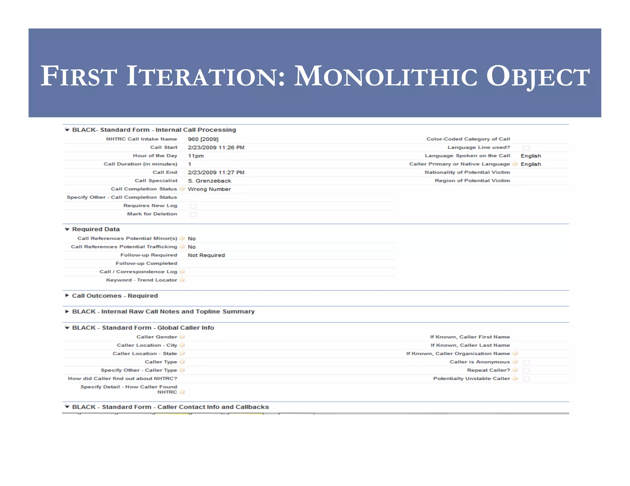 FIRST ITERATION: MONOLITHIC OBJECT

 