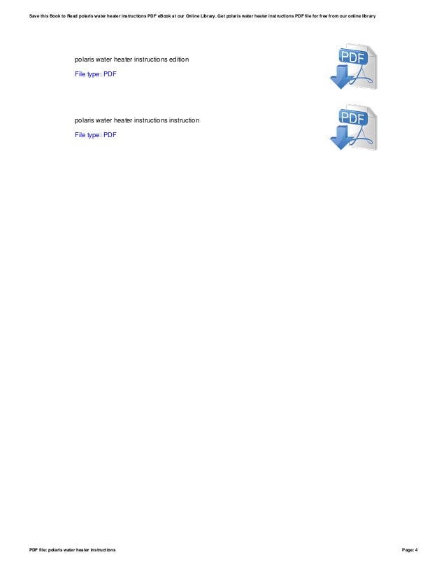 Polaris waterheaterinstructions