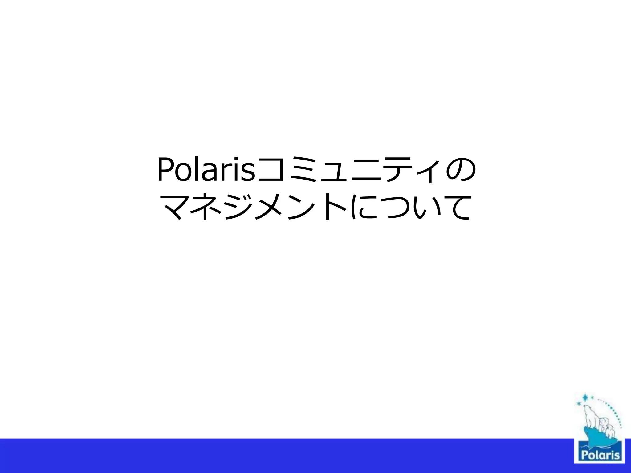 Polarisコミュニティの
マネジメントについて
12
 
