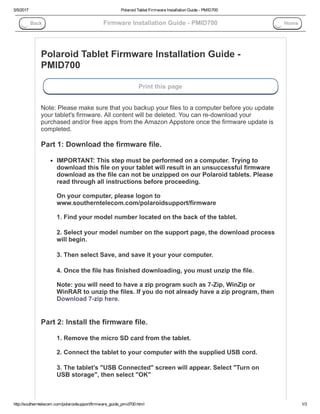 Polaroid tablet firmware installation guide   pmid700