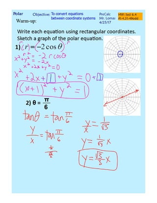 Polar rect convert equations