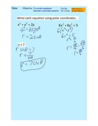 Polar rect convert equations