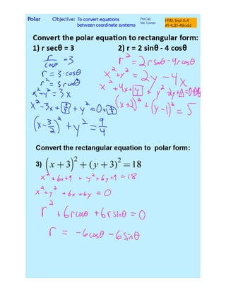 Polar rect convert equations