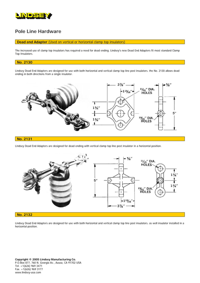 Dead End Riser Pole Line Hardware Dead End Adapter | PDF